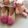 Toddler girl slippers DUO WHITE rose child and toy