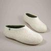 Flat slippers ARIA white & olive green -b