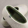 Flat slippers ARIA white & olive green -detail