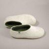 Flat slippers ARIA white & olive green -f
