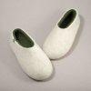 Flat slippers ARIA white & olive green -g