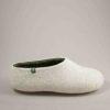 Flat slippers ARIA white & olive green -k