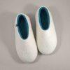 ARIA White home slippers with turquoise by Wooppers wool slippers -a