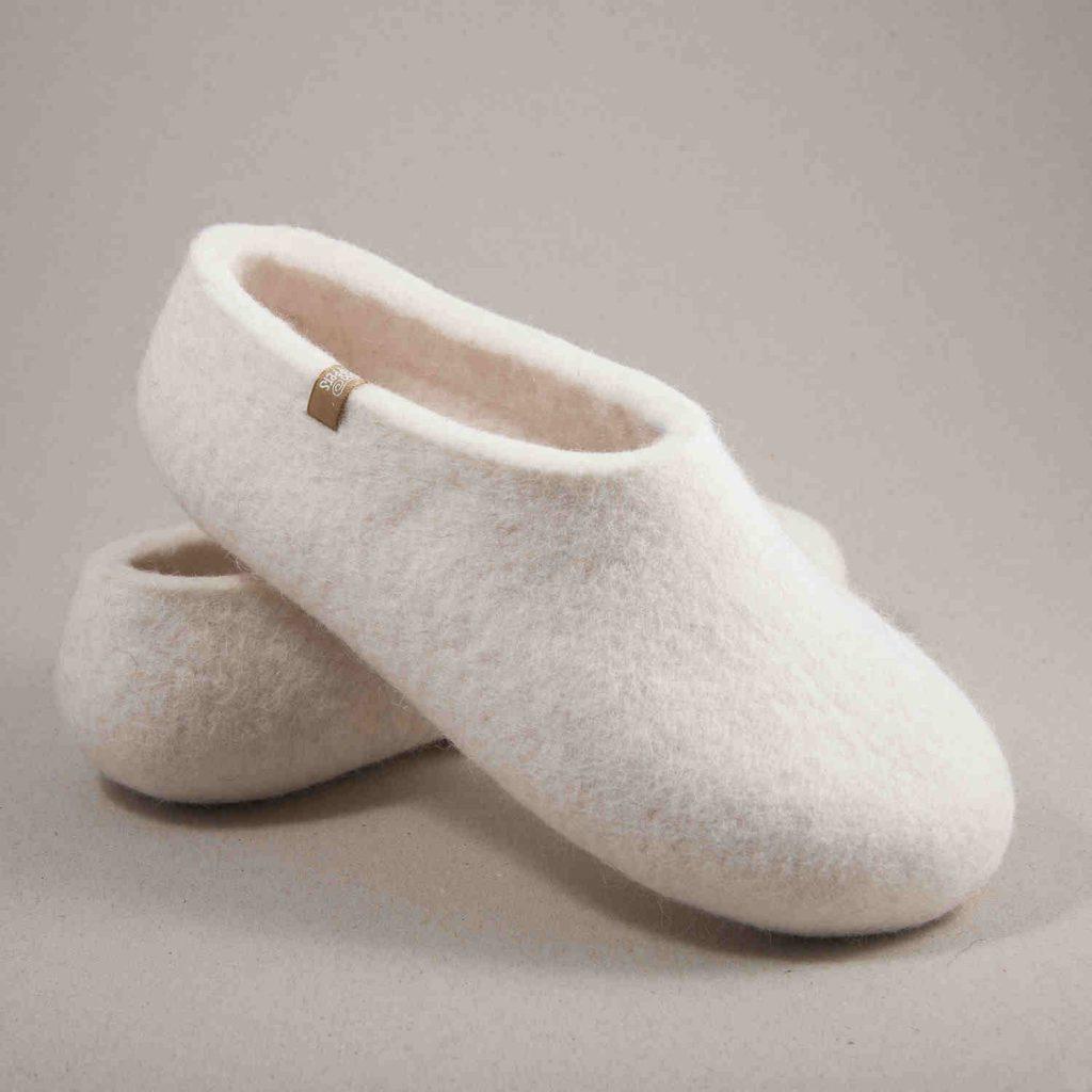 white wool slippers -d felt white slippers BASIC by Wooppers -d
