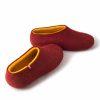 Red felted slippers by Wooppers indark red and yellow merino wool -g