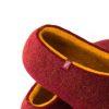 Red felted slippers by Wooppers - detail in dark red and yellow