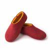 Red felted slippers by Wooppers indark red and yellow merino wool -i