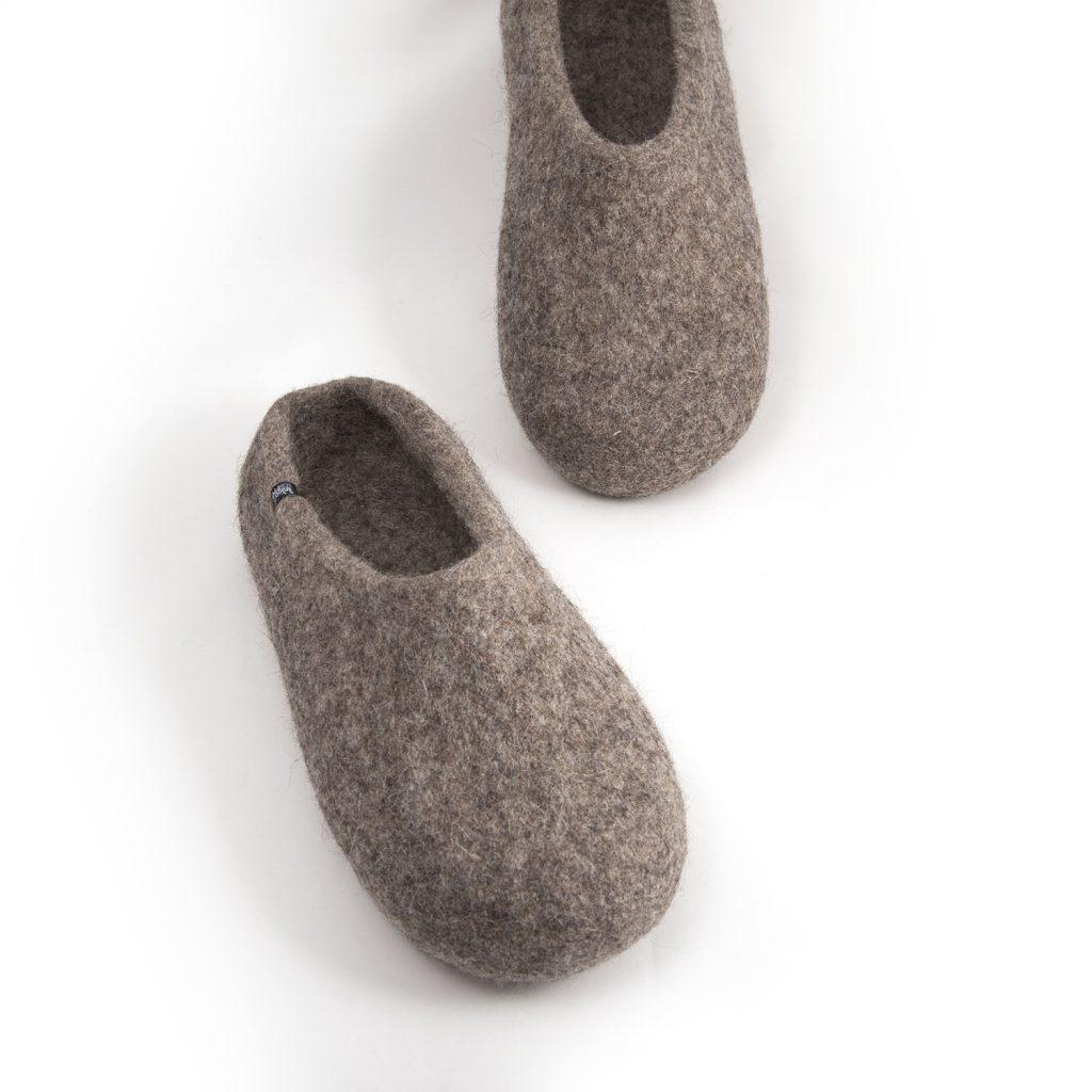 Γκρι mules παντόφλες από μαλλί SOLO της Wooppers -e