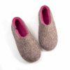 Felted slippers in grey-fuchsia, DUAL NATURAL collection by Wooppers -a