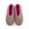 Felted slippers in grey-fuchsia, DUAL NATURAL collection by Wooppers -b