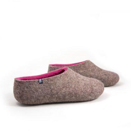 Felted slippers in grey-fuchsia, DUAL NATURAL collection by Wooppers -f