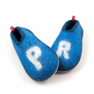 kids personalized wool slippers blue by Wooppers -a