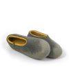 Comfy slippers in 100% merino wool, grey with mustard yellow -a
