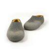 Comfy slippers in 100% merino wool, grey with mustard yellow -d