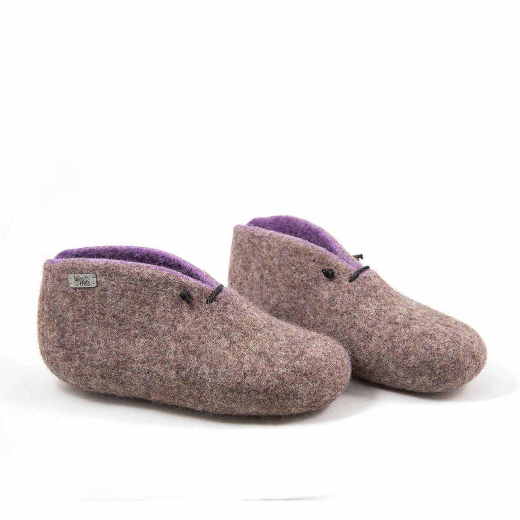 Wool booties grey lilac -b