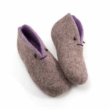 Wool booties grey lilac -d