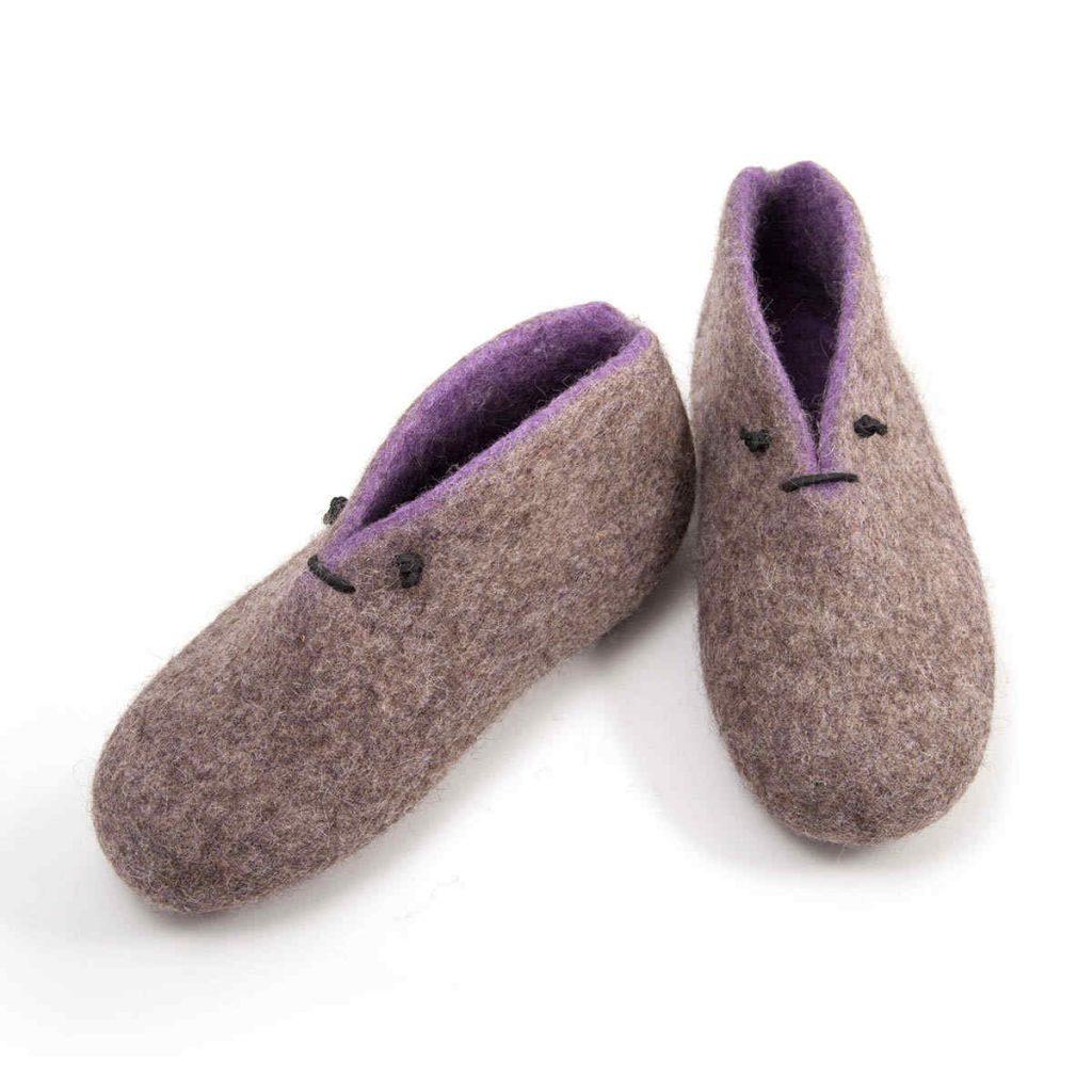 Wool booties grey lilac -f