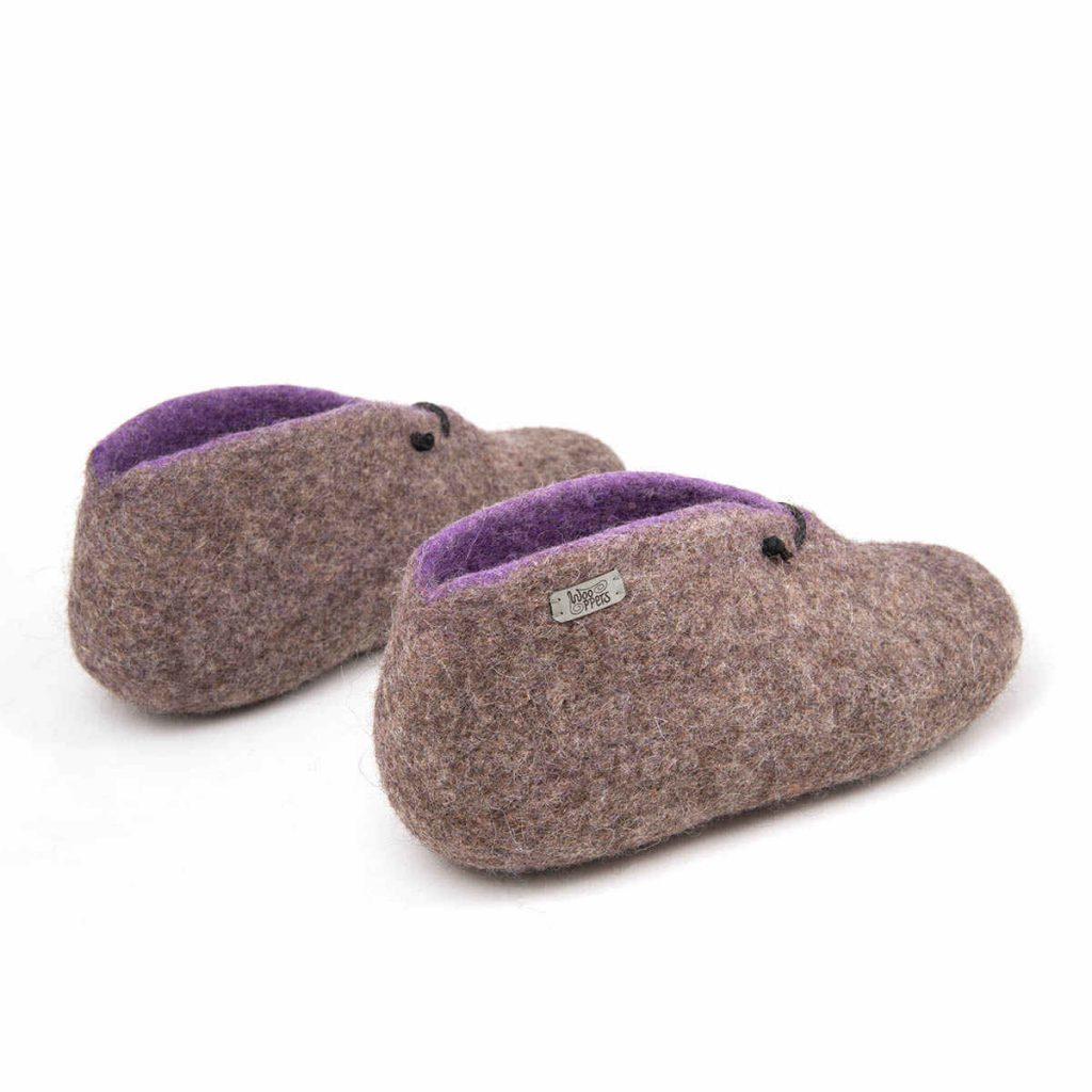 Wool booties grey lilac -g