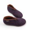 Ankle booties for home purple and brown -c