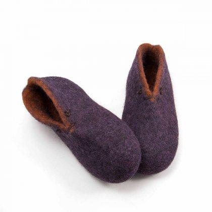 Ankle booties for home purple and brown -d