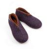 Ankle booties for home purple and brown -e