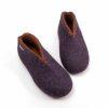 Ankle booties for home purple and brown -f