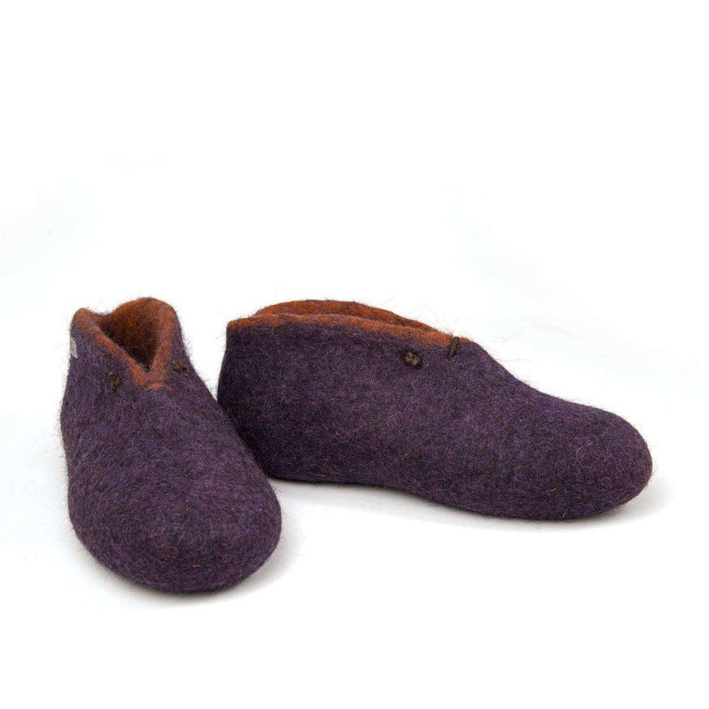 Ankle booties for home purple and brown -g