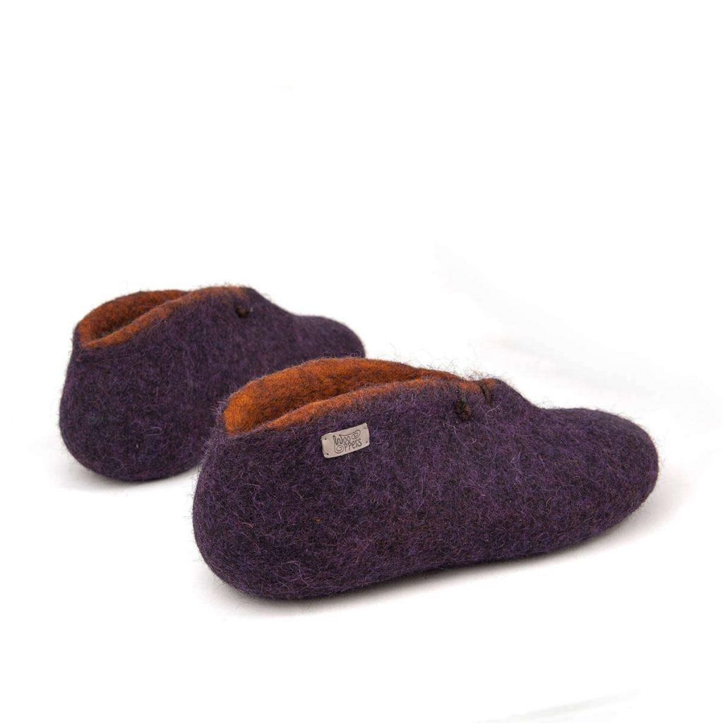 Ankle booties for home purple and brown -h