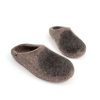 House mules, womens and mens house shoes in natural gray and black wool by Wooppers d