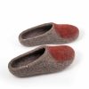 Παντόφλες mule γυναικείες η ανδρικές από μαλλί της Wooppers γκρι με πορτοκαλί-d