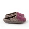 Women's mules slippers in natural gray and purple by Wooppers-a