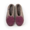 Women's mules slippers in natural gray and purple by Wooppers-b