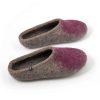 Women's mules slippers in natural gray and purple by Wooppers-e