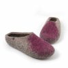 Women's mules slippers in natural gray and purple by Wooppers-g