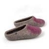 Women's mules slippers in natural gray and purple by Wooppers-h