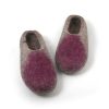 Women's mules slippers in natural gray and purple by Wooppers-k