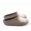 Mens slip on slippers / Women's wool slippers "SOLO" grey and white by Wooppers -a