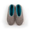 Womens felt slippers grey and blue from the DUAL NATURAL Wooppers collection