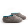 Womens felt slippers grey and blue from the DUAL NATURAL Wooppers collection -b