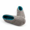 Womens felt slippers grey and blue from the DUAL NATURAL Wooppers collection -c
