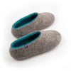 Womens felt slippers grey and blue from the DUAL NATURAL Wooppers collection -d