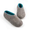 Womens felt slippers grey and blue from the DUAL NATURAL Wooppers collection -h