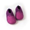 Kids felt wool slippers DUO purple with fuchsia at the front b