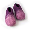 Kids felt wool slippers DUO purple with pink at the front b