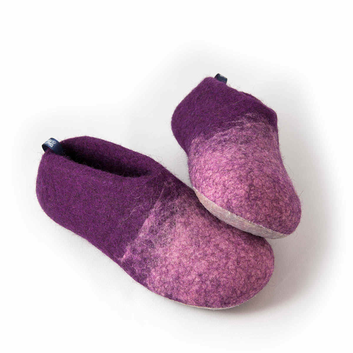 Kids felt wool slippers in purple - DUO collection by Wooppers