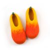Kids felted slippers DUO yellow with orange
