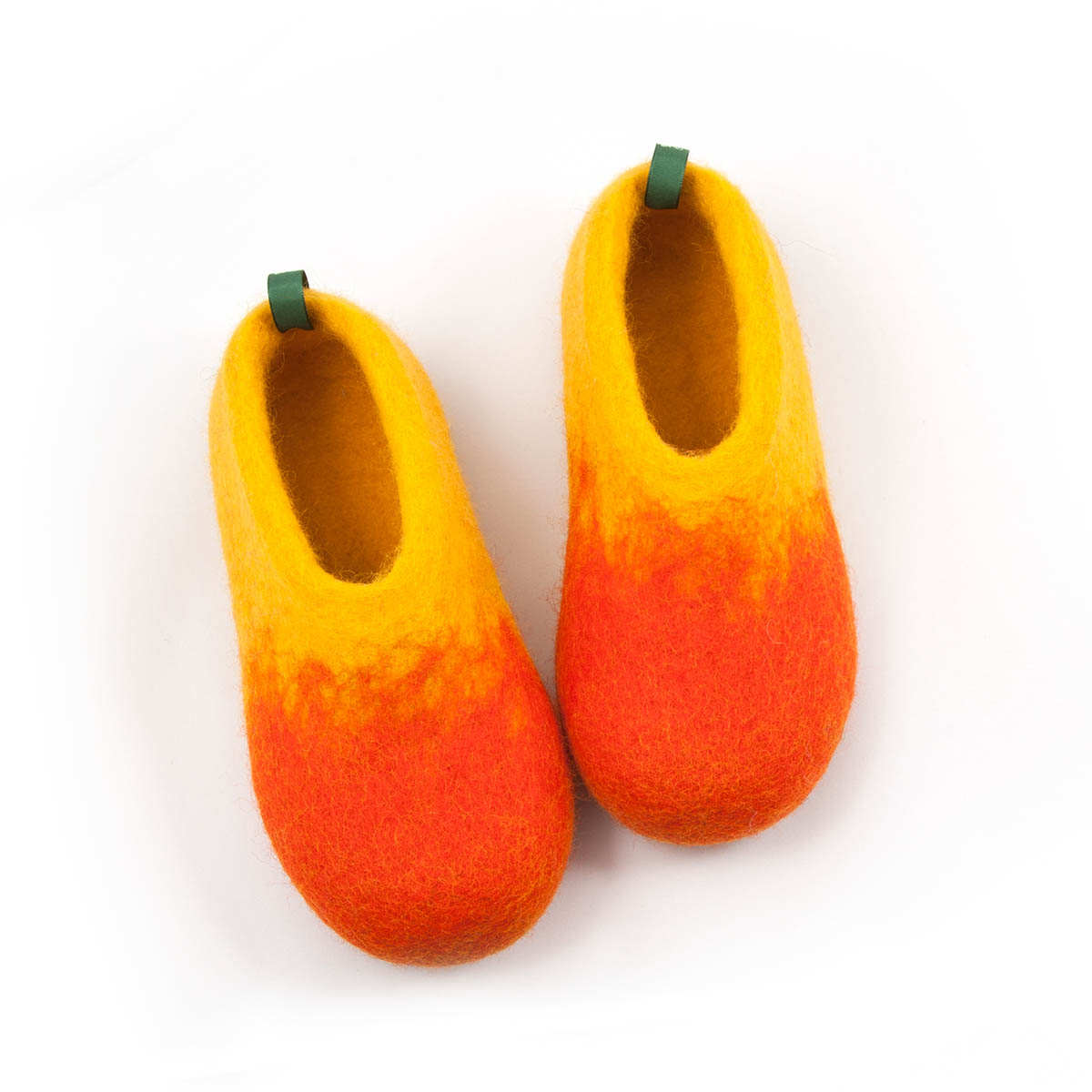 Kids felted slippers DUO yellow orange