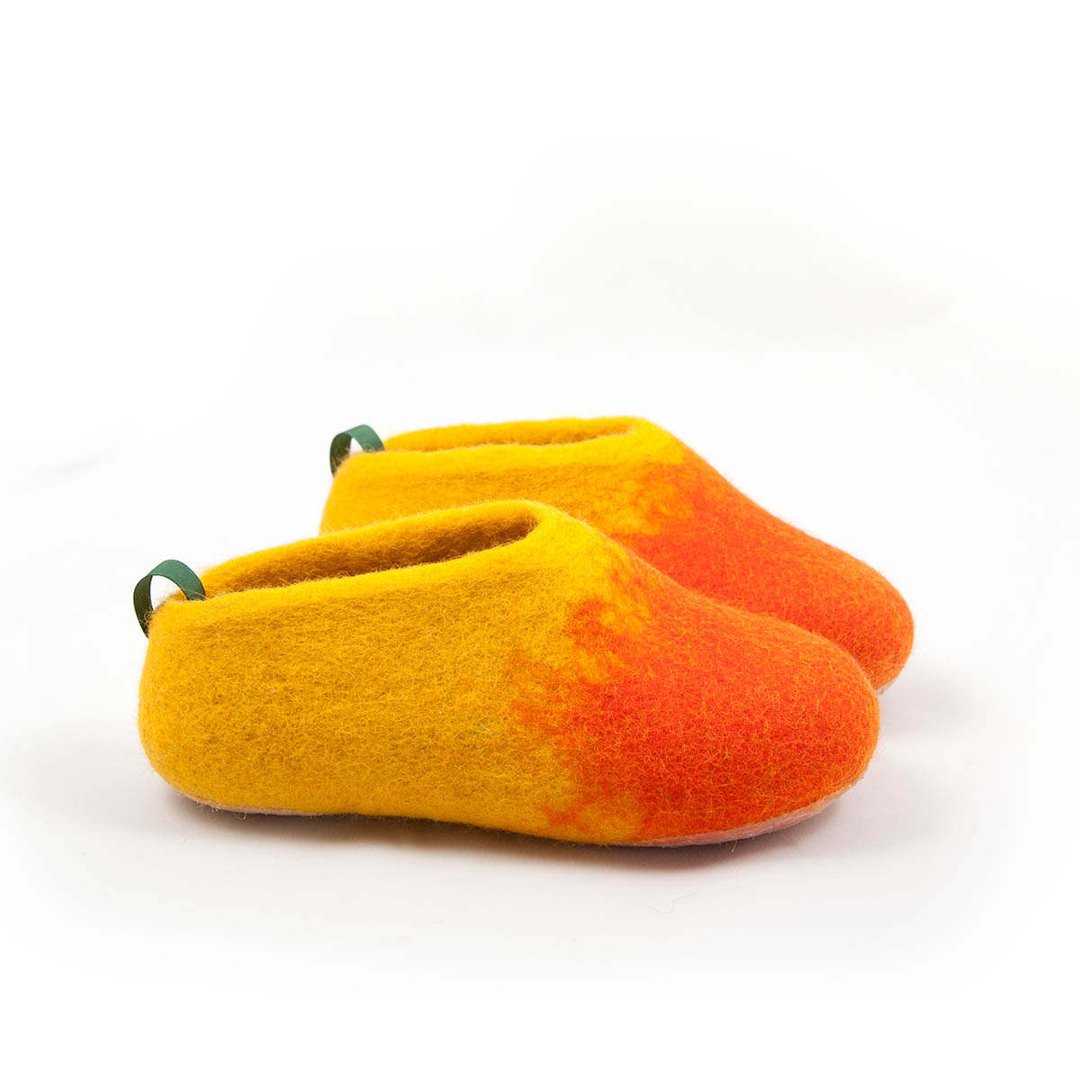 Kids felted slippers yellow and orange