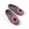Felt summer slippers grey and pink, "OMICRON" collection by Wooppers -a