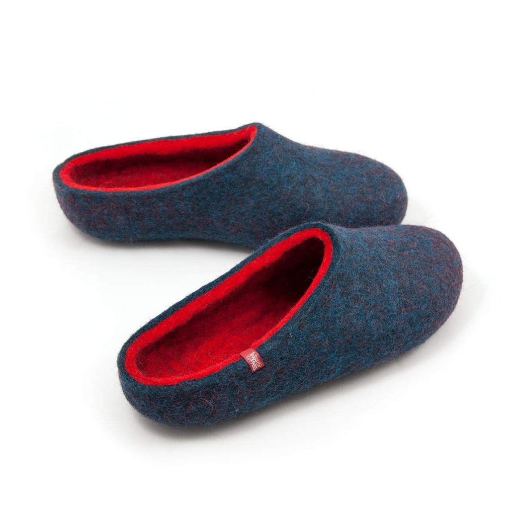 Unisex wool slippers blue and red COLORI by Wooppers_b